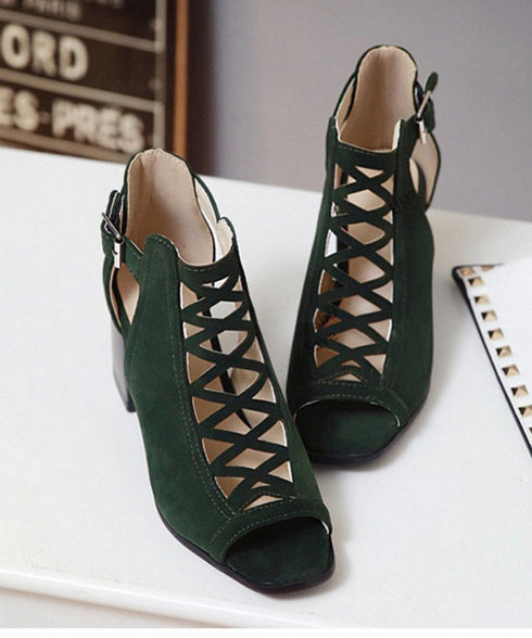Cross Lace Open Toe Sandals